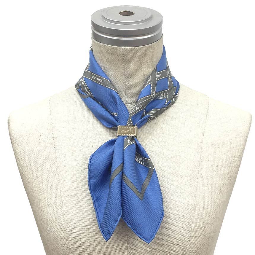 HERMES エルメス カレ45 ボルデュック ネイビー HERMES エルメス スカーフ カレ45 リボン Bolduc ボルデュック