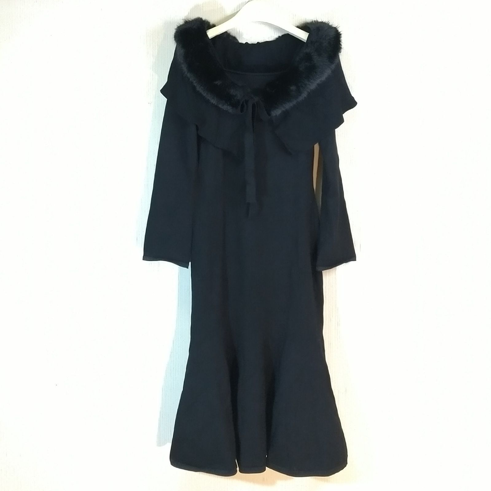 Ritz Faux Fur Mermaid Dress ニット ワンピ－ス black ファ