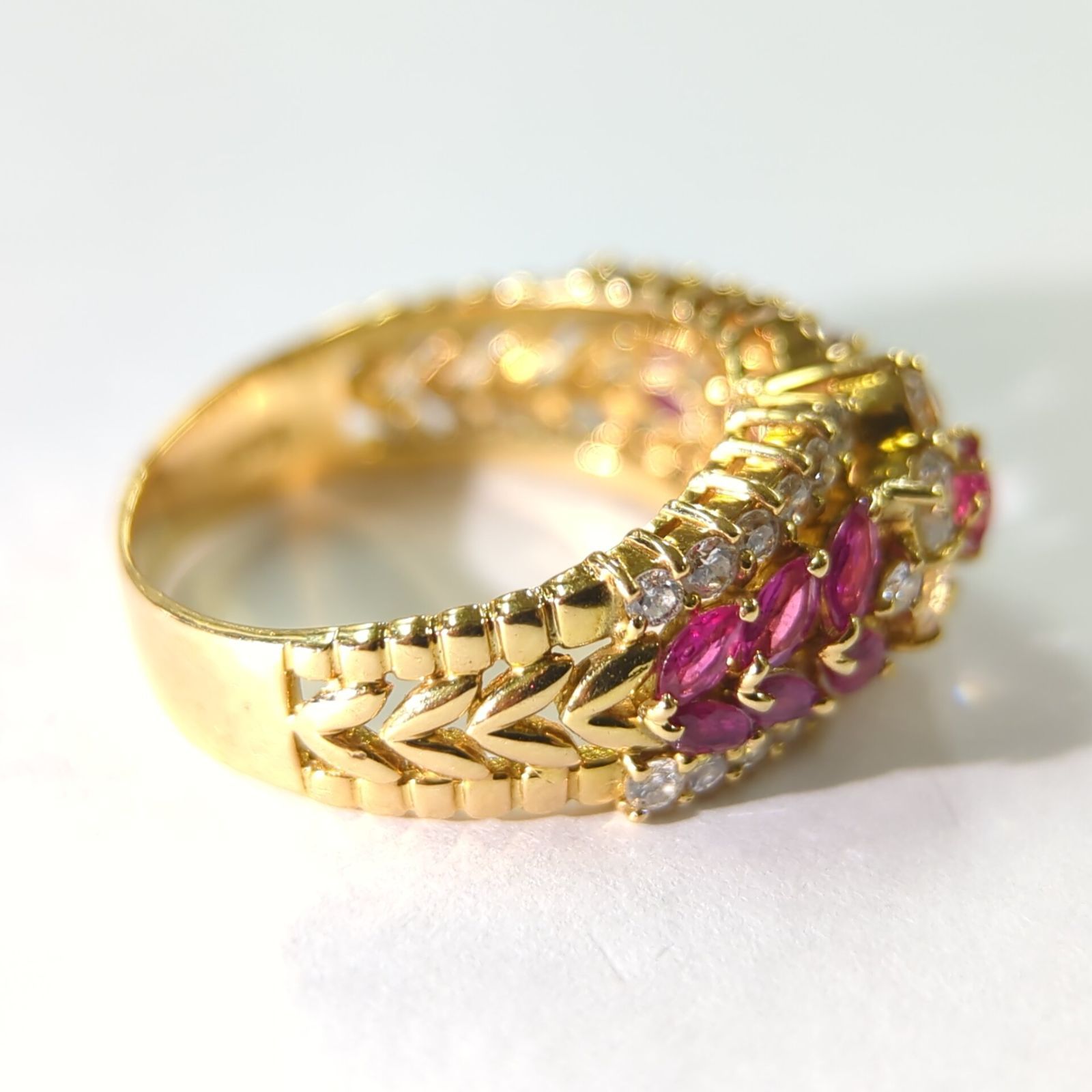 K18YG ルビー ダイヤモンド リング 指輪 ruby diamond イエロー