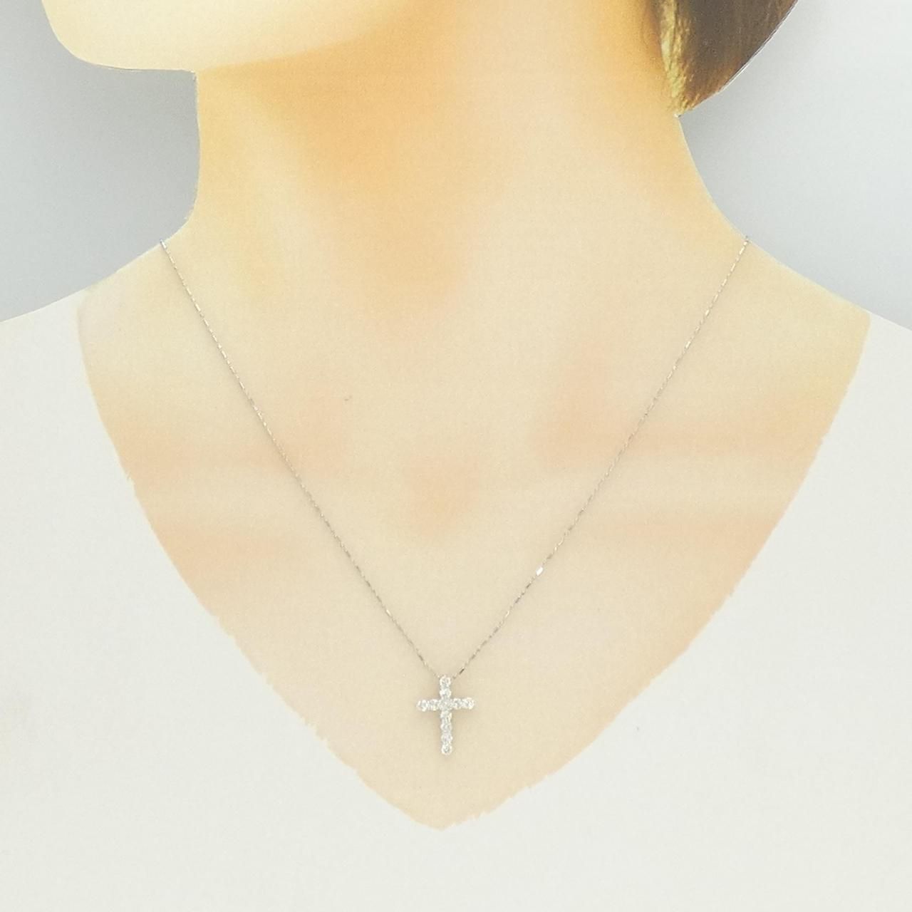 PT900|PT850 クロス ダイヤモンド ネックレス 0.56CT NICORILABO_COM
