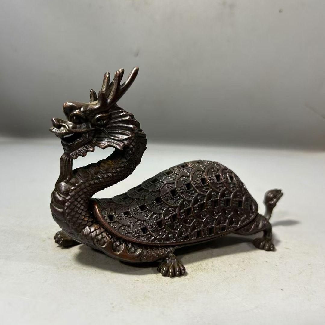 銅製 竹節単竜香炉 精緻竜紋香炉 香道具 装飾品 工芸品 美術品 置物 銅 細工 金銭竜亀 茶道香炉 装飾品 工芸品 置物 - メルカリ