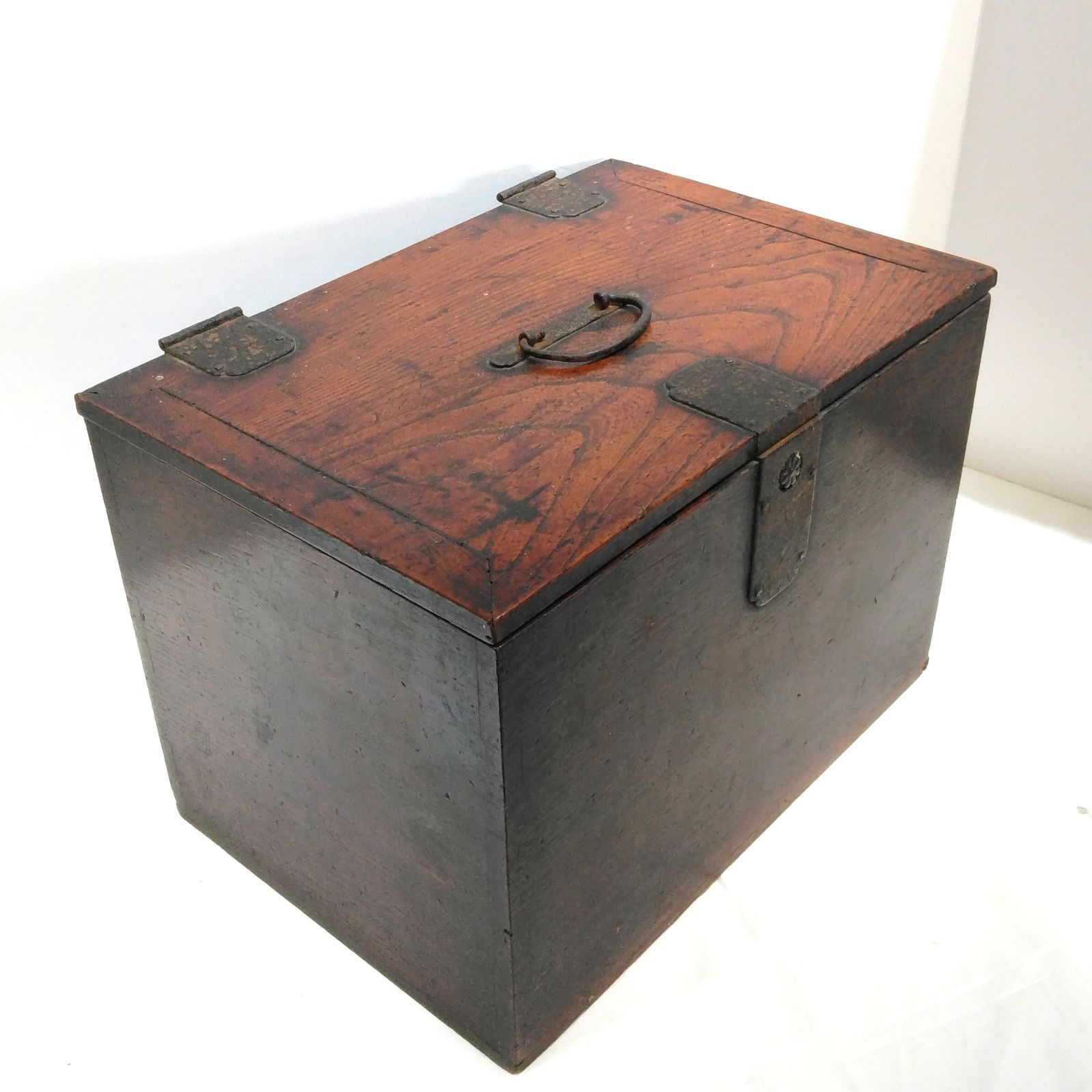 アンティーク 木製硯箱（すずりばこ） 三段引き出し／書道具収納箱