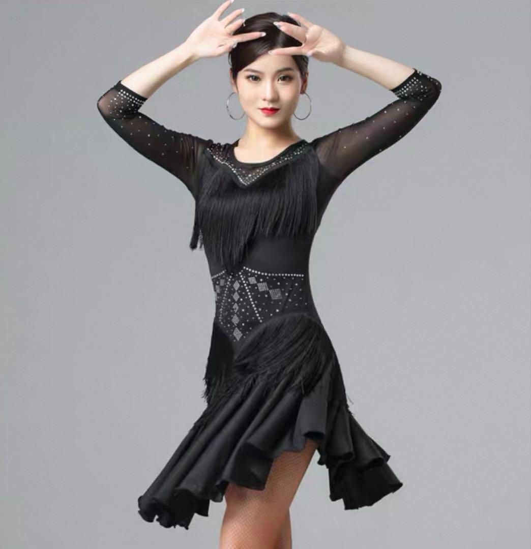 スタンダード＆ラテン練習用ワンピース♡ホースヘアで裾が軽やかに踊ります！ 新品 25新作スタンダード＆ラテン練習用ワンピースホースヘアで