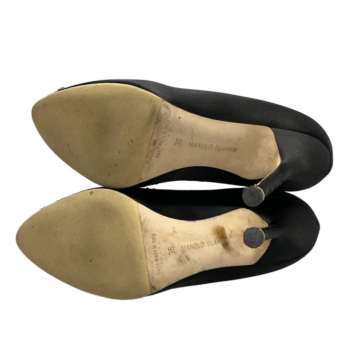 【美品】Manolo Blahnik ビジュー付きブラックパンプス 美品」Manolo Blahnik ビジュー付きオープントゥパンプス - メルカリ