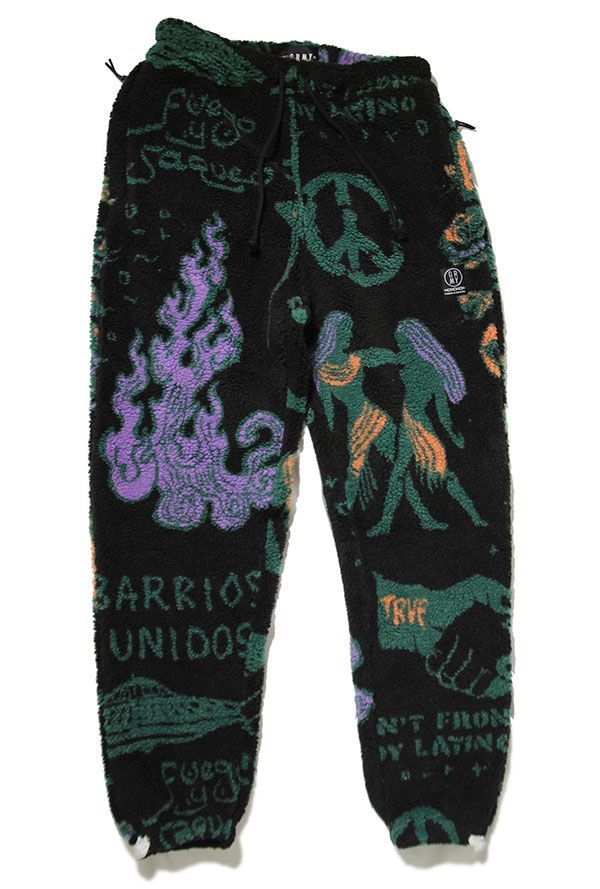 GRIMEY / GRMY (グライミー) フリースパンツ LOST BOYS ALL OVER JACQUARD SHERPA PANTS BLACK