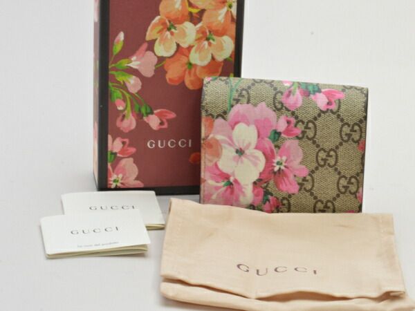 グッチ GUCCI GGブルームス 453176 PVC×レザー 財布 ベージュ