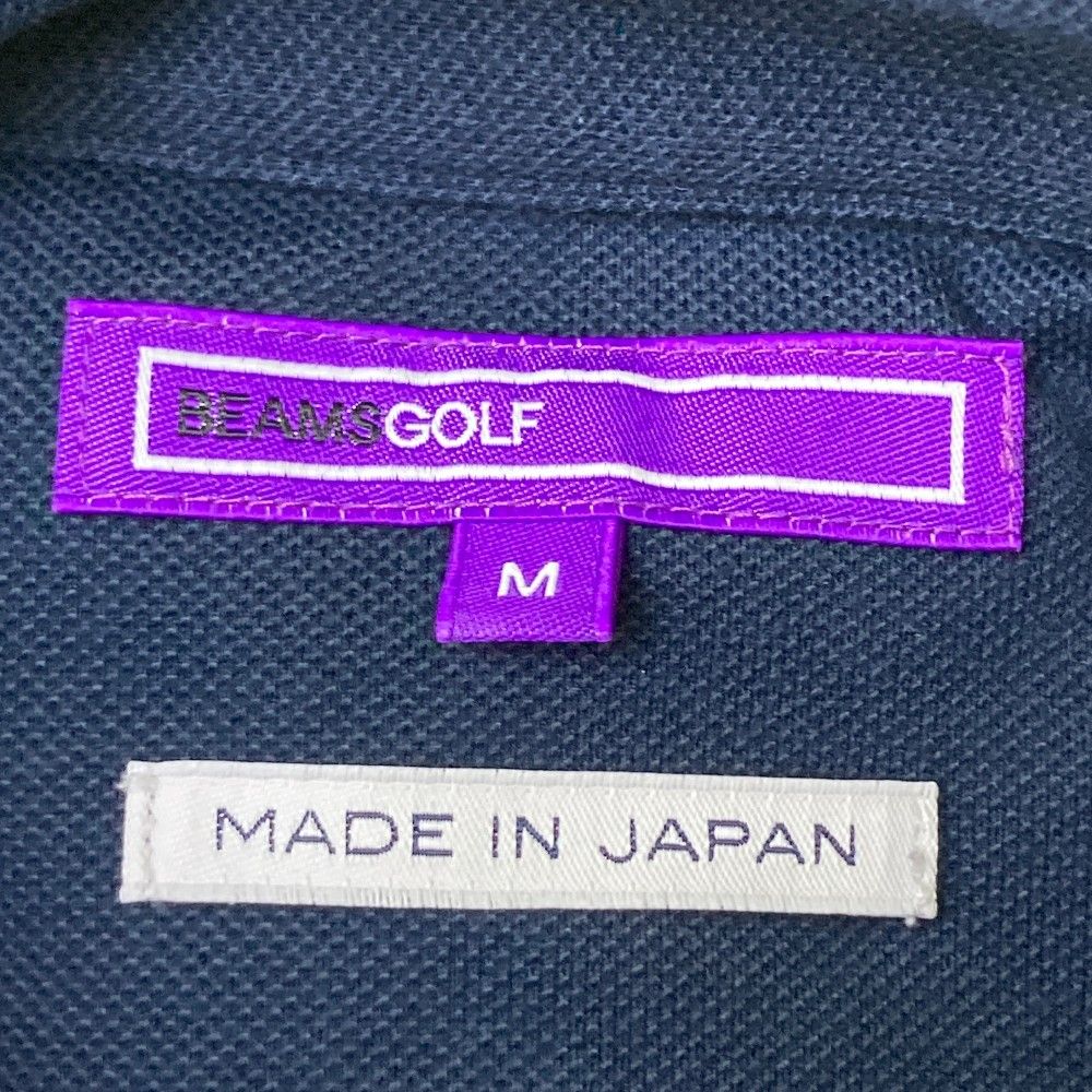 サイズ：M BEAMS GOLF ビームスゴルフ 長袖 ポロシャツ ネイビー