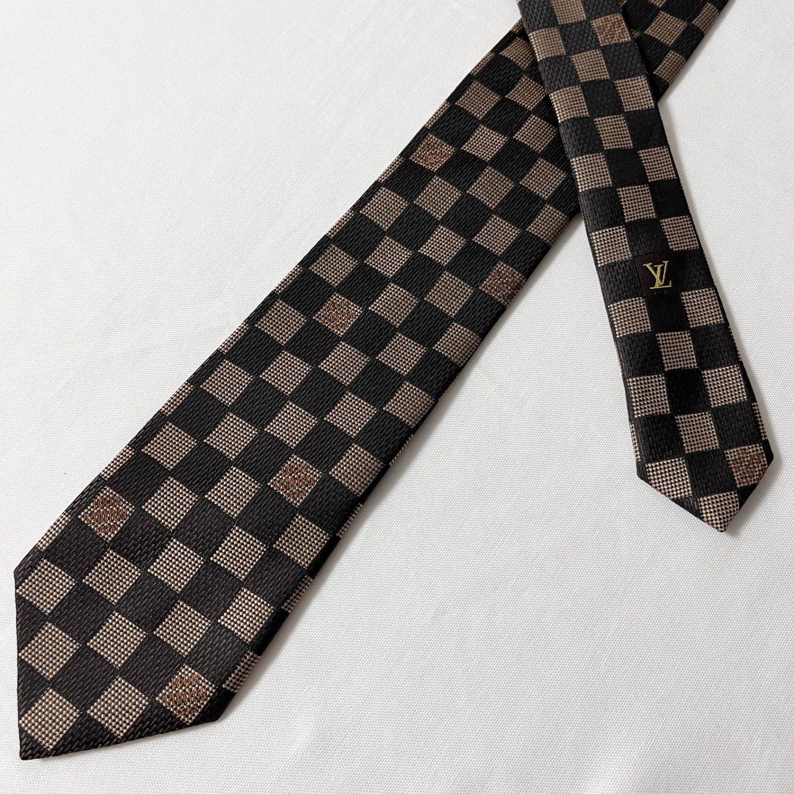 美品 LOUIS VUITTON ルイヴィトン ネクタイ シルク100% ブラウン
