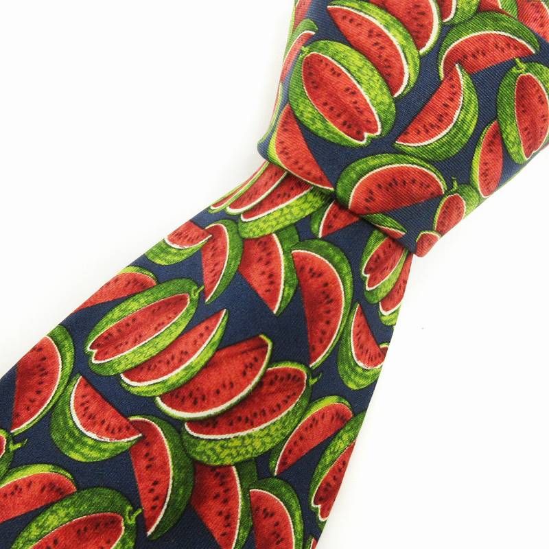 グッチ GUCCI 美品 ネクタイ ワイドタイ スイカプリント シルク