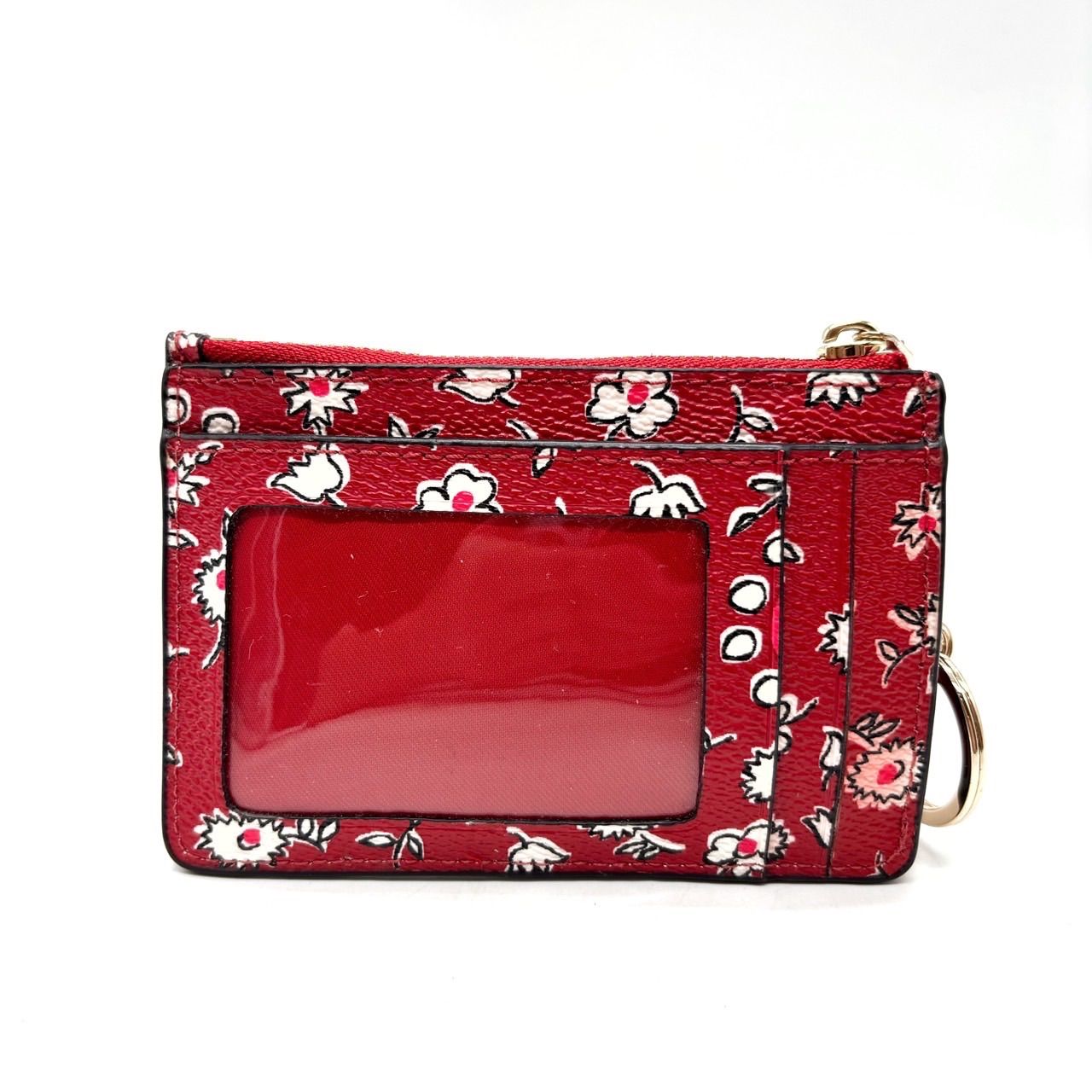 ✨美品✨ COACH コーチ コインケース 花柄 総柄 レッド 赤色