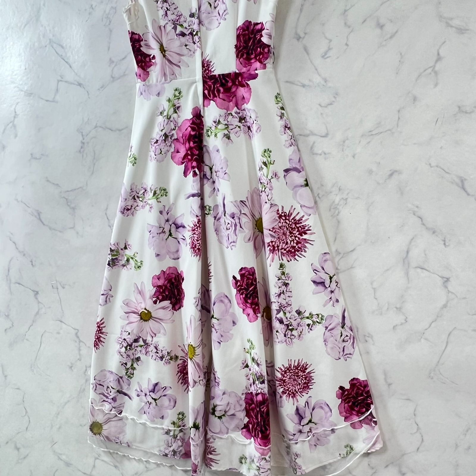 花柄ロングワンピース フリル