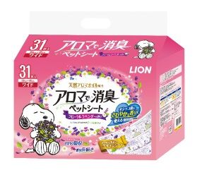 【同梱不可】【4個セット】ライオンペット アロマで消臭 ペットシート ワイド 31枚入り