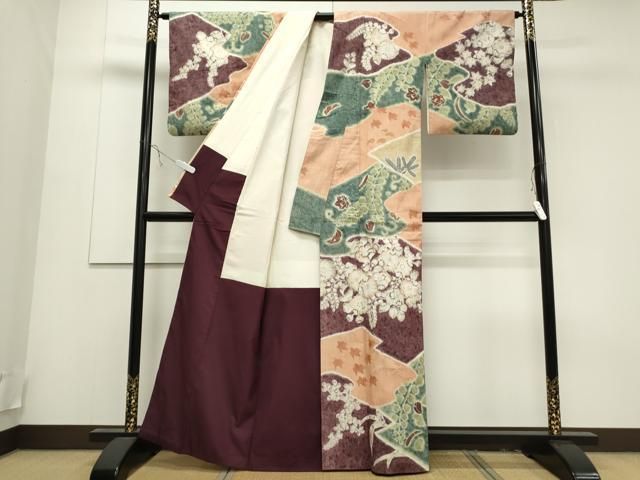 平和屋着物●訪問着　紬地　辻が花　手描き　正絹　逸品　CAAS0109th 平和屋着物○訪問着 紬地 辻が花 手描き 正絹 逸品 CAAS0109th - メルカリ