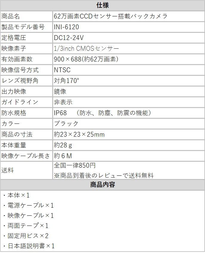 12V/24Vリアカメラ カメラ 車バックカメラ 超強暗視 高画質 鏡像