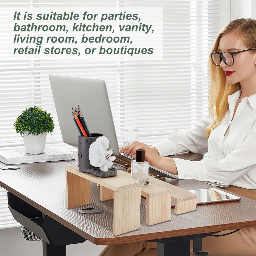 新品 OLYCRAFT 3個セット 木製展示台 木製ディスプレイ 3段高低差 コの