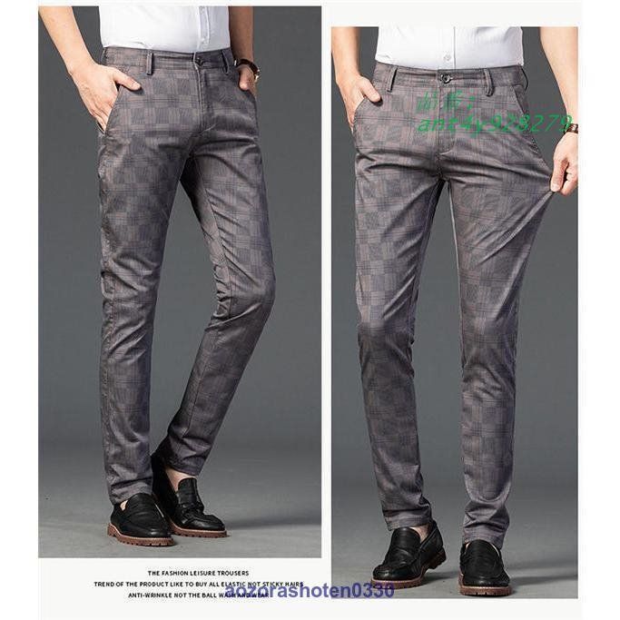 スラックス チノパン メンズ スリムパンツ ストレッチパンツ ボチェック柄 春夏 普段着 ビジネス 通勤用 チノパンツ 男性ズボン ant4y928279 チノパン メンズ ストレッチ チェック ロングパンツ スキニー