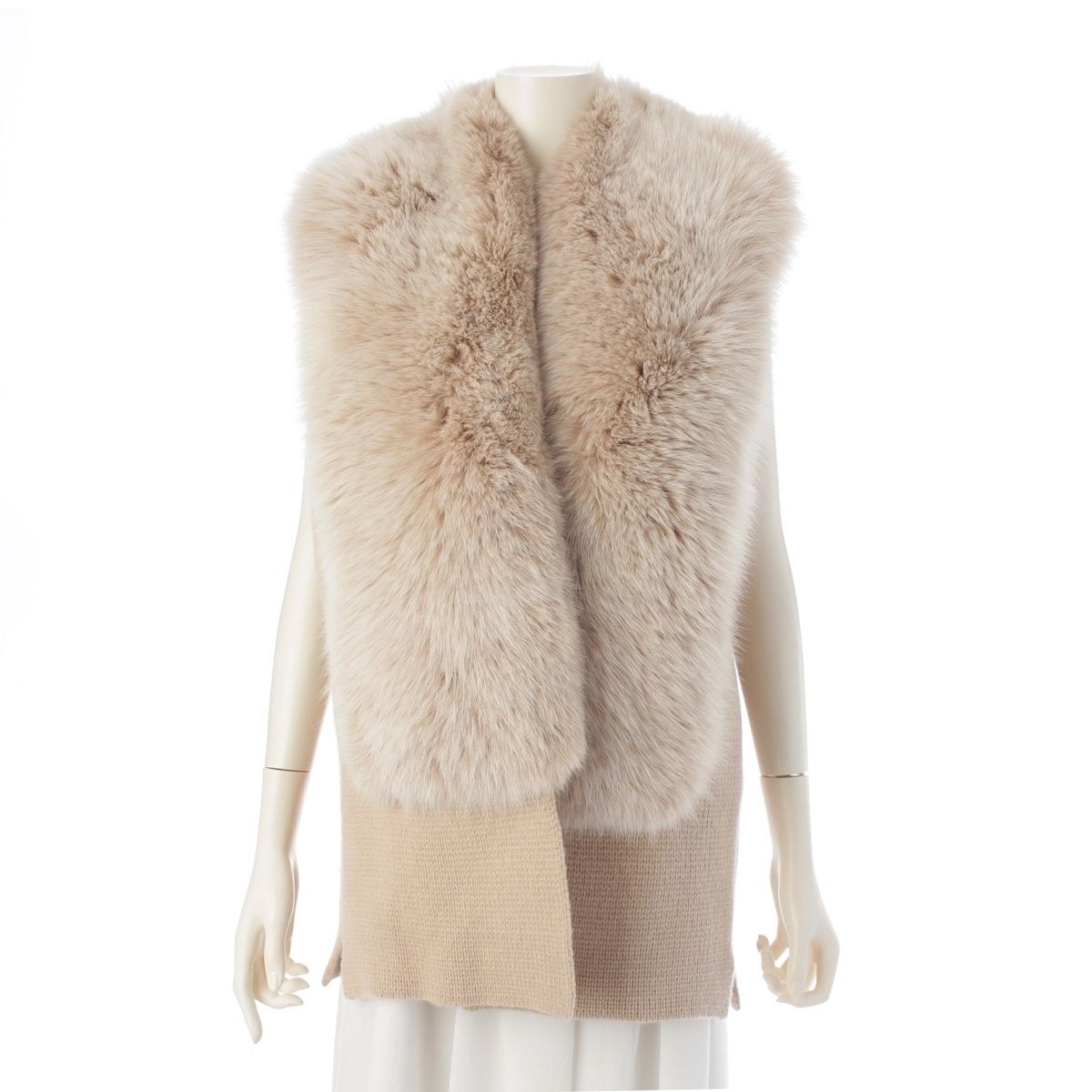 ドゥロワー ウール カシミヤ フォックスファー ニット ベスト