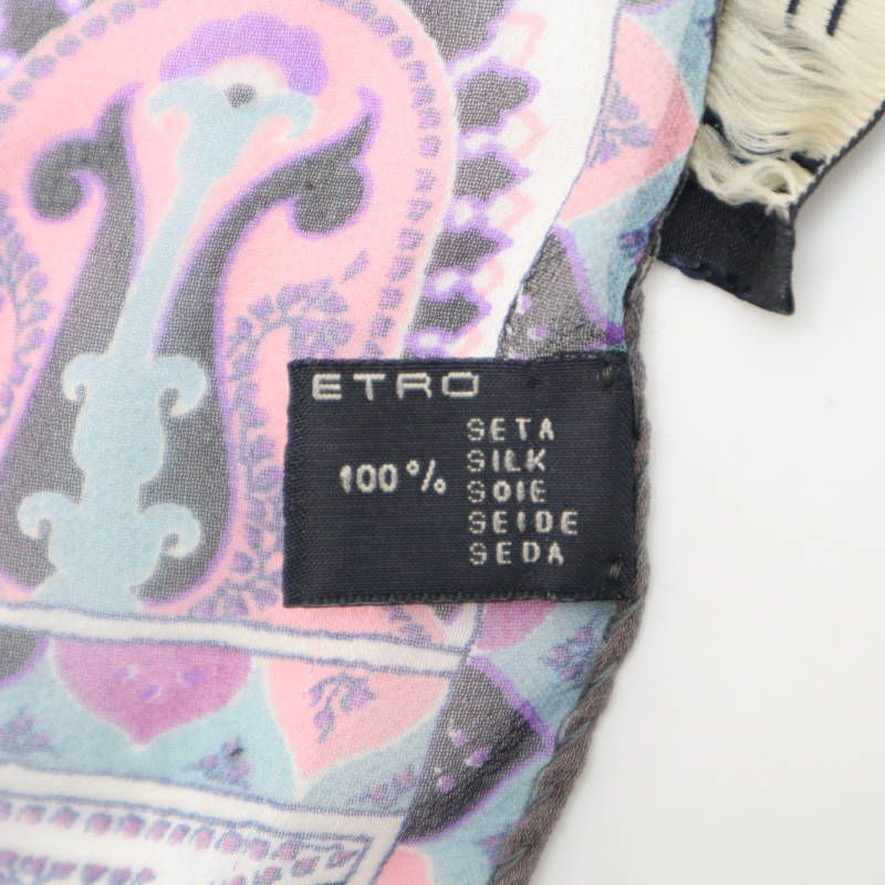 ETRO エトロ ペイズリー柄 シルク シースルー スカーフ ストール