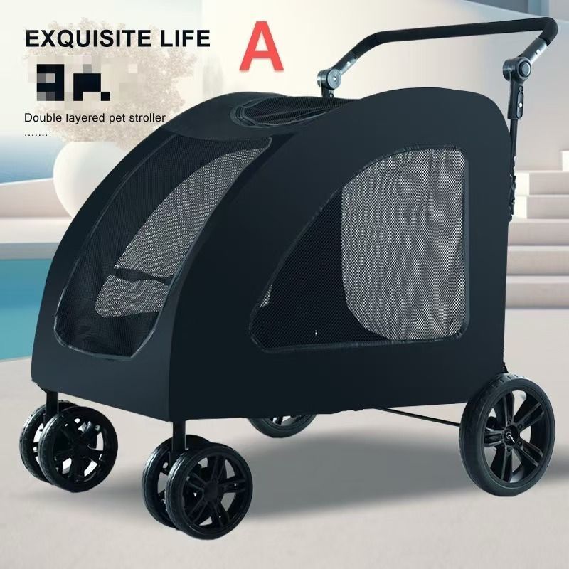 ペットカート 大型犬 折りたたみ式 ペットキャ 犬用ベビーカー ドッグカート ペットバギー 耐荷重60kg 通気 多頭用 介護用 軽量 収納便利