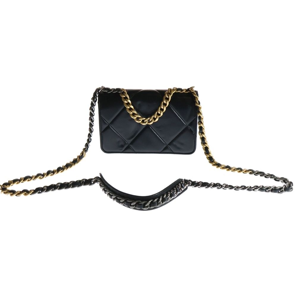 ココマーク チェーン ターンロック GP×革 ブラック×ゴールド ココ