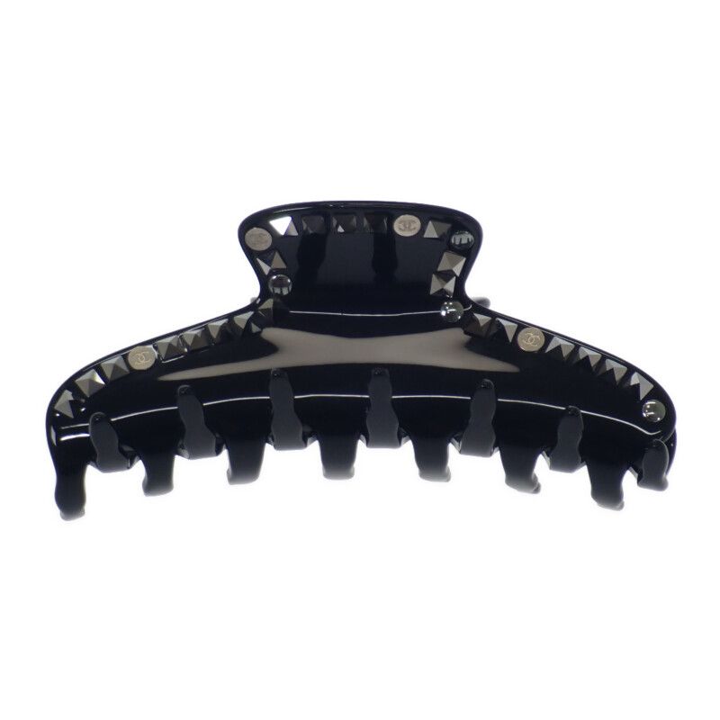 シャネル CHANEL CCスタッズ クリップ ヘアバンス プラスチック ブラック 黒 レディース ABランク