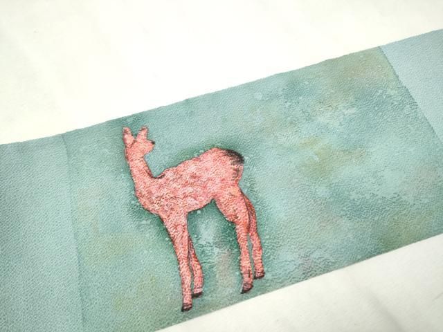 平和屋着物○九寸名古屋帯 鹿 鬼しぼ縮緬 正絹 逸品 CAAX7248hy 平和