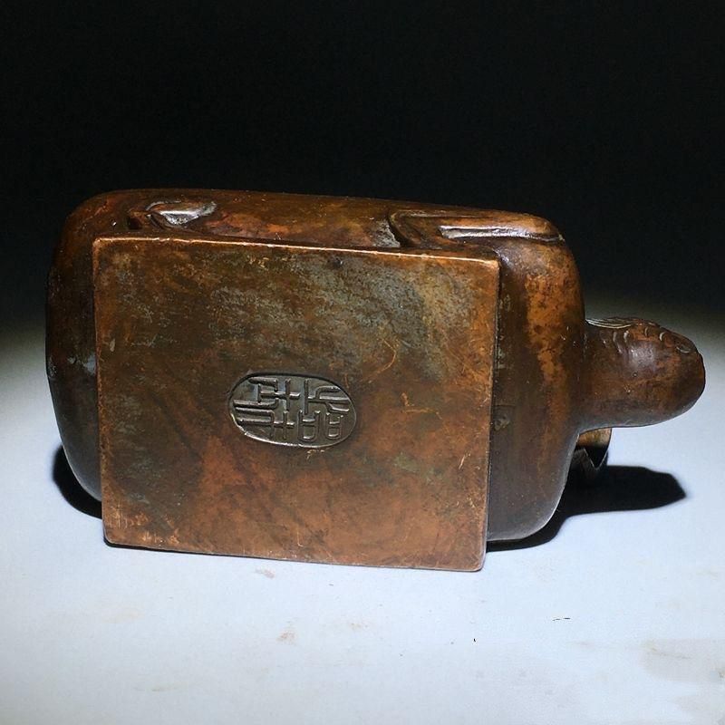 銅細工 金龍頭如意 装飾品 工芸品 美術品 置物