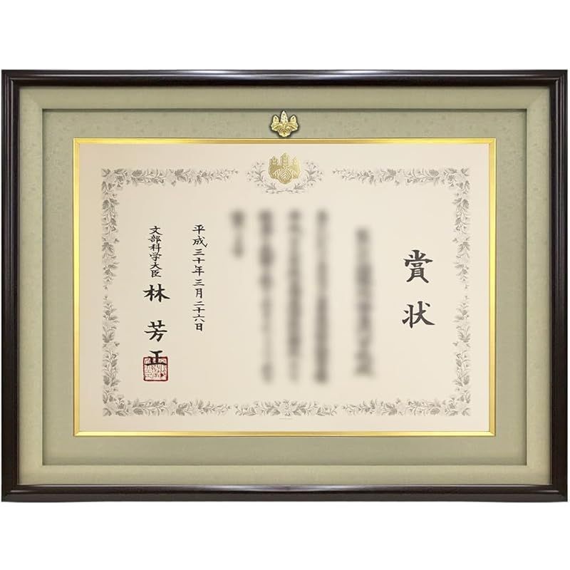 桐紋付き 賞状額 GT24型 褒章 B3サイズ 365×515 の賞状用 UVカット強化型アクリル付 どんす金雲