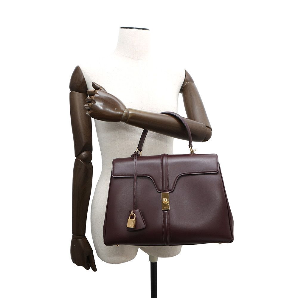 ◆VINTAGE◆【CELINE】16 セーズ*2way*ミディアム*ハンドバッグ 16 セーズ ミディアム ハンドバッグ レザー グレー 2WAY