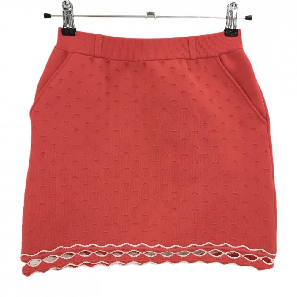 超 アルチビオ ニットスカート レッドオレンジ 裾透かし編み風 レディース 36 S ゴルフウェア archivio