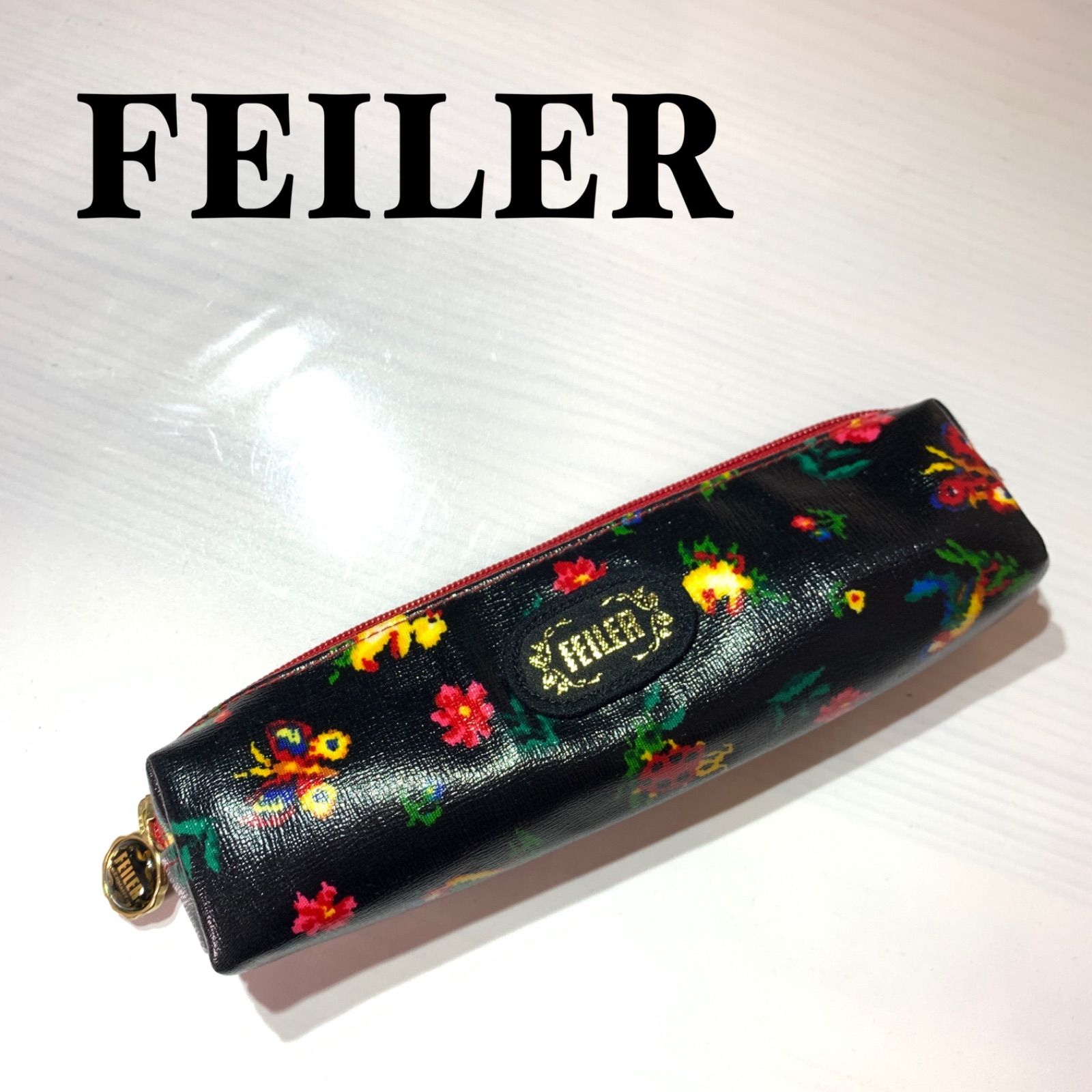 極美品】FEILER フェイラー ペンケース 筆箱 ハイジ 柄 ブラック 黒