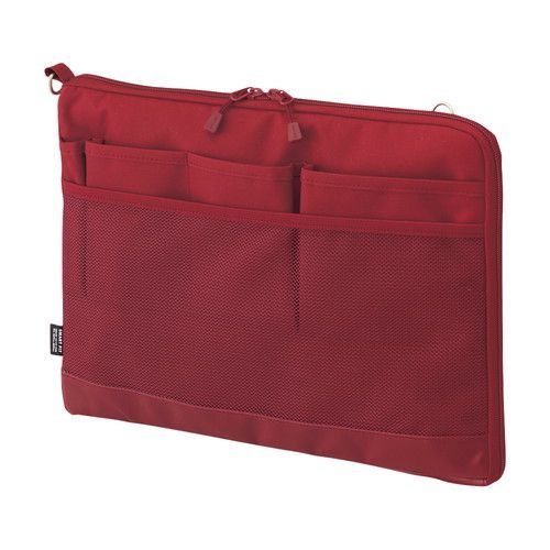 【人気定番，限定SALE】 (まとめ）【リヒトラブ】バッグインバッグ（ヨコ型） A4 レッド  A7681-3 【×3セット】 キーホルダー・キーリング