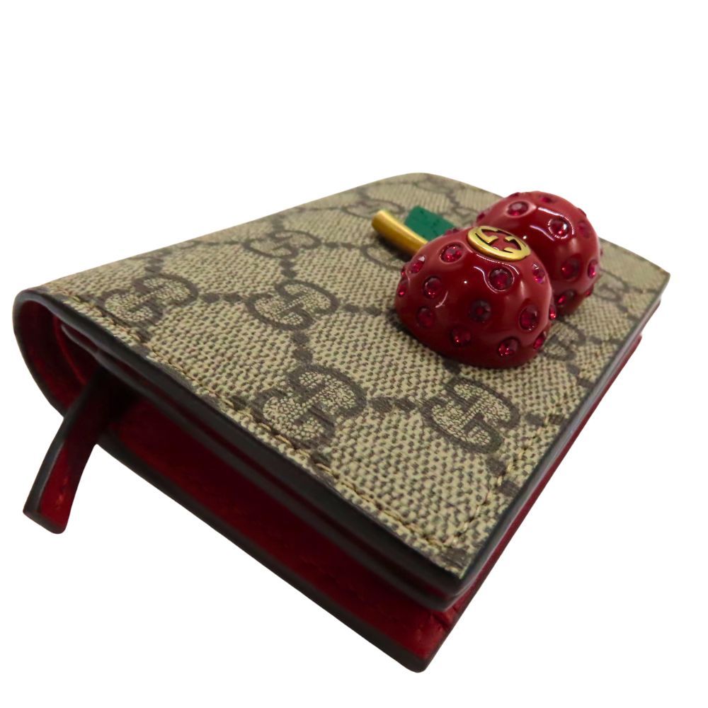 中古】GUCCI グッチ 476050 二つ折り財布 チェリー さくらんぼ