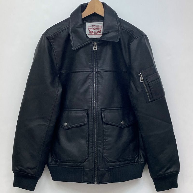 Levi's ブラックレザージャケット サイズ選択可】 Levi's リーバイス メンズ MA-1スタイル レザー
