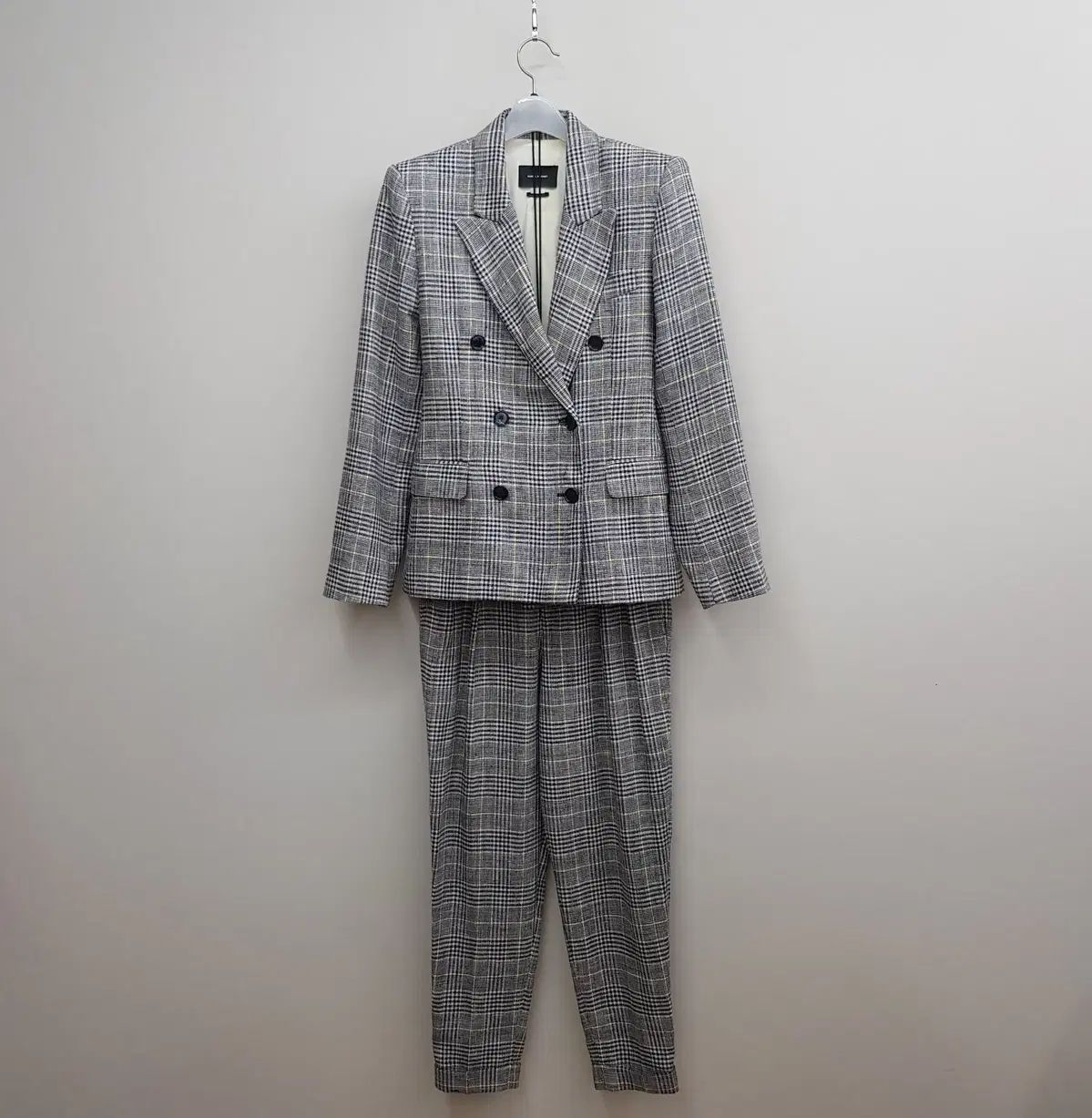 Isabel Marant イサベル マラン チェック パターン リネン ブレンド ダブル セットアップ 34 サイズ