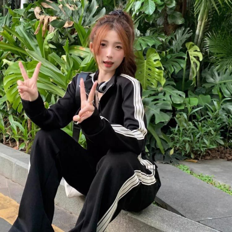 韓国 セットアップ スウェット ライン 長袖 n1312 org.jpg