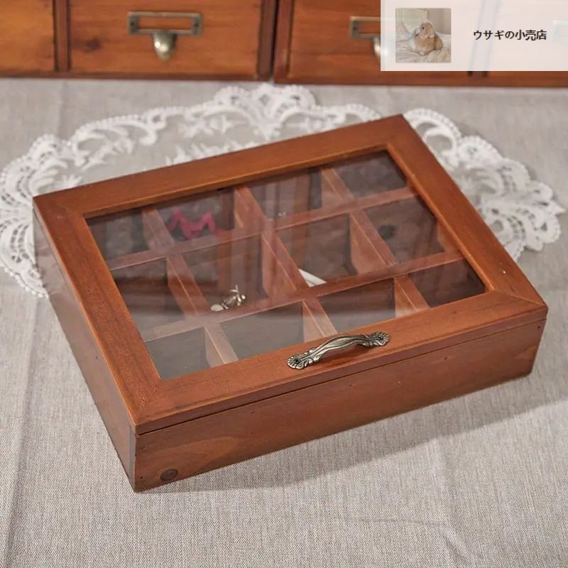 ヴィンテージ 木製 小物入れ 小物収納 ジュエリーケース アクセサリーケース ヴィンテージジュエリーボックス、木製シダーの小物入れ、木製