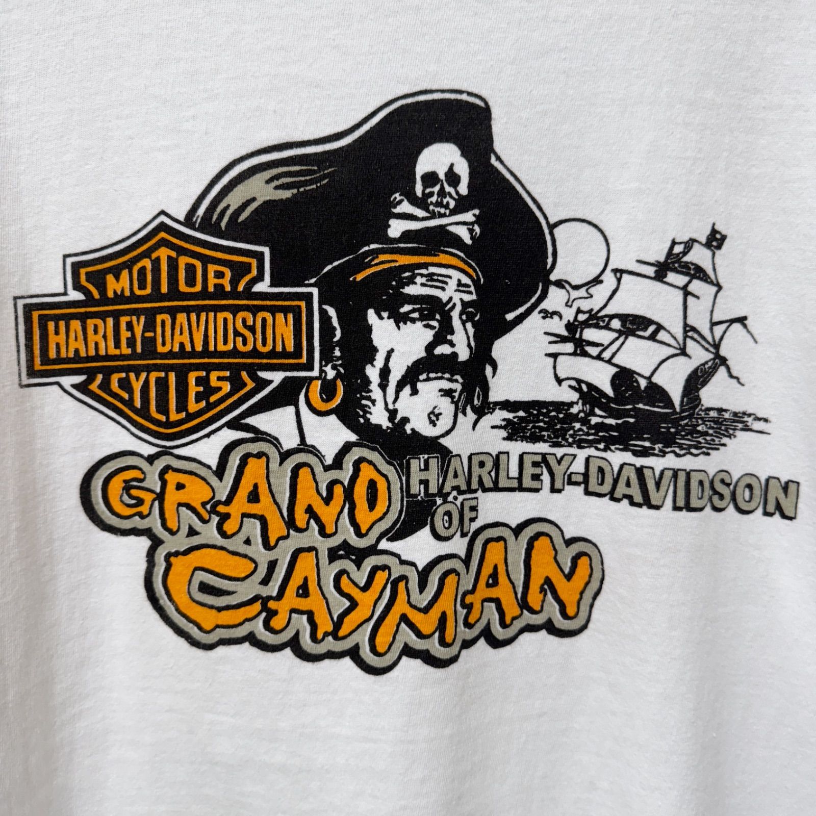 ハーレーダビッドソン プリントTシャツ USA製 ドクロ トランプ 青 黒 XL 古着 ハーレーダビッドソン Harley-Davidson ドクロ柄 スカル柄 両面