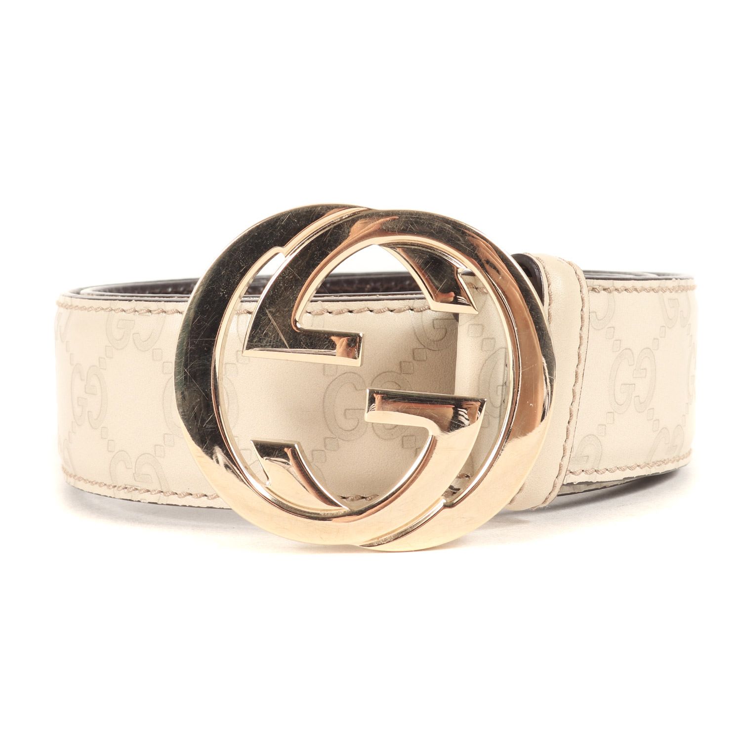 GUCCI グッチ GGバックル インターロッキング シマ レザー ベルト 
