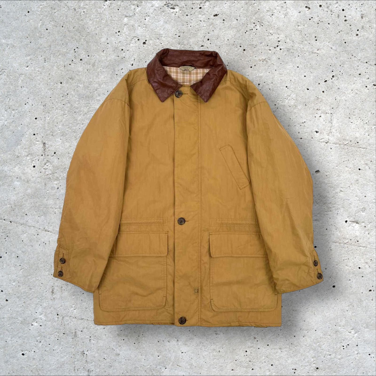 JOSEPH ABBOUD 部分レザー 裏キルティング 中綿 ハンティング ハーフ 