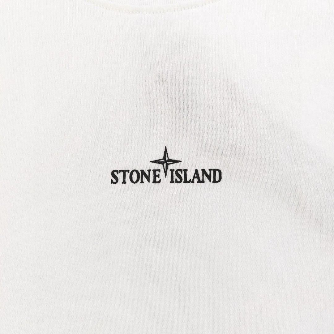 STONE ISLAND 長袖コットンシャツ コンパス ロゴ 刺繍 ホワイト 白