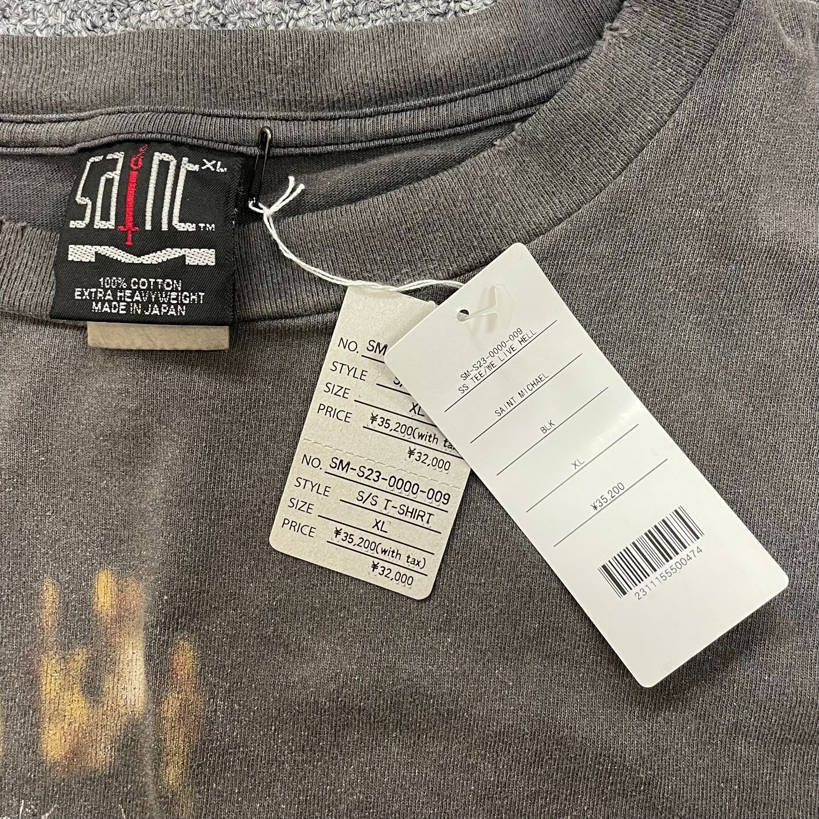 美品 SAINT MICHAEL 23SS SS TEE WE LIVE HELL / BLACK グラフィック