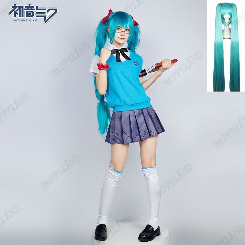 コスプレ衣装 初音ミク MIKU セガVOCALOID 十六周年 制服 セーラー服 全セット ウィッグ付き JK服 変装 仮