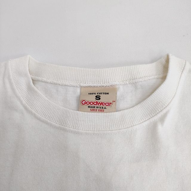 Goodwear リブ USA製 サイズS 無地 半袖Ｔシャツ カットソー アイボリー レディース グッドウェア【中古】4-0904S♪