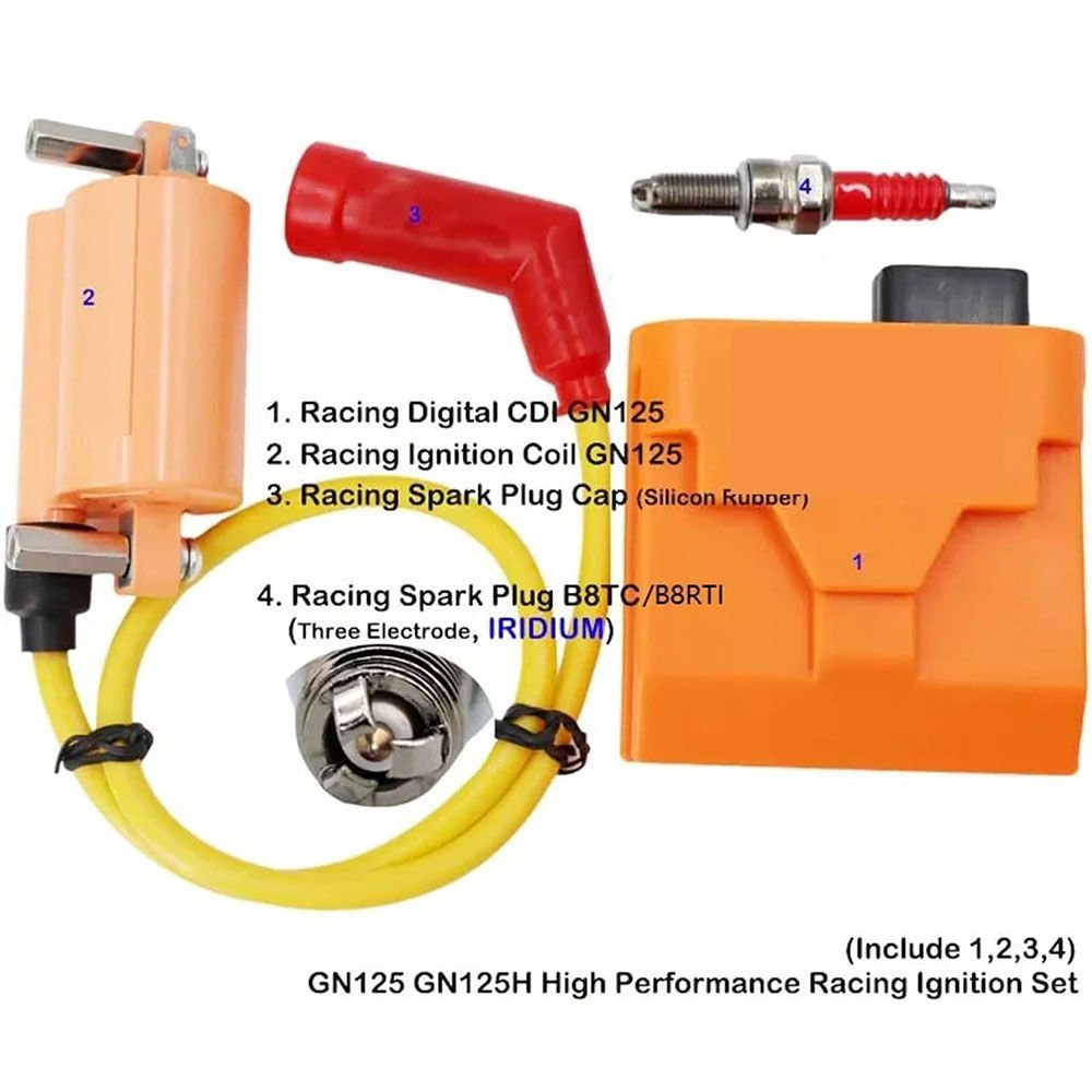 CDI交換用 モーターサイクルレーシング CDI イグニションコイル スパークプラグキャップセット スズキ GN125H GN125 EN125-2A オートバイ BRIGHTFACE_UK