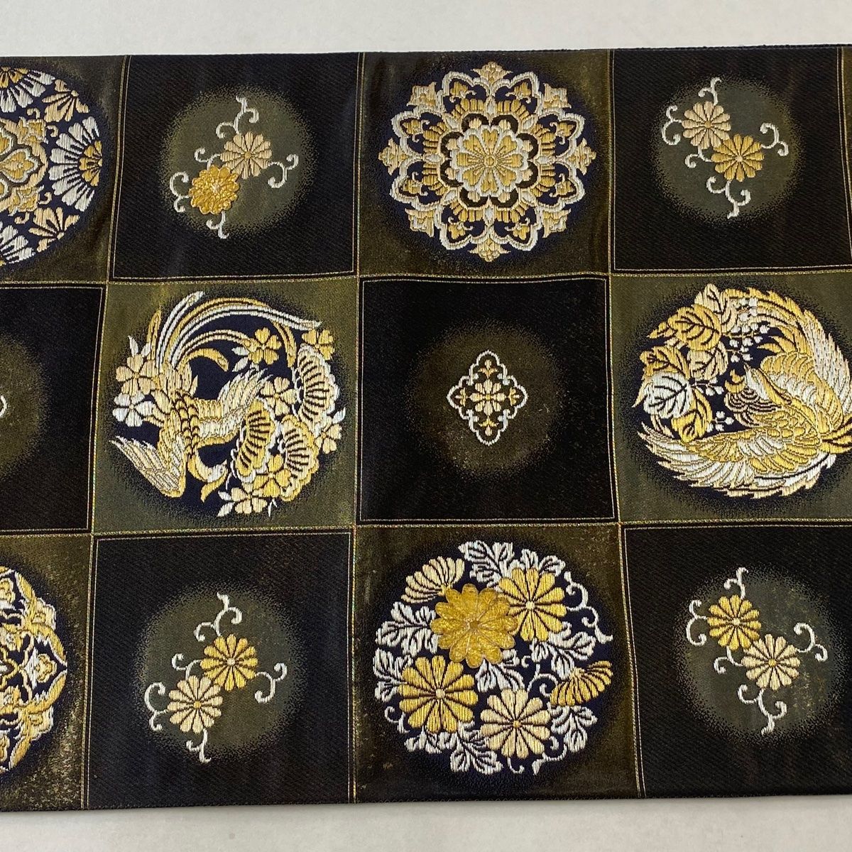 袋帯 美品 逸品 じゅらく 落款 じゅらく黄金繭 華文 鳳凰 金銀糸