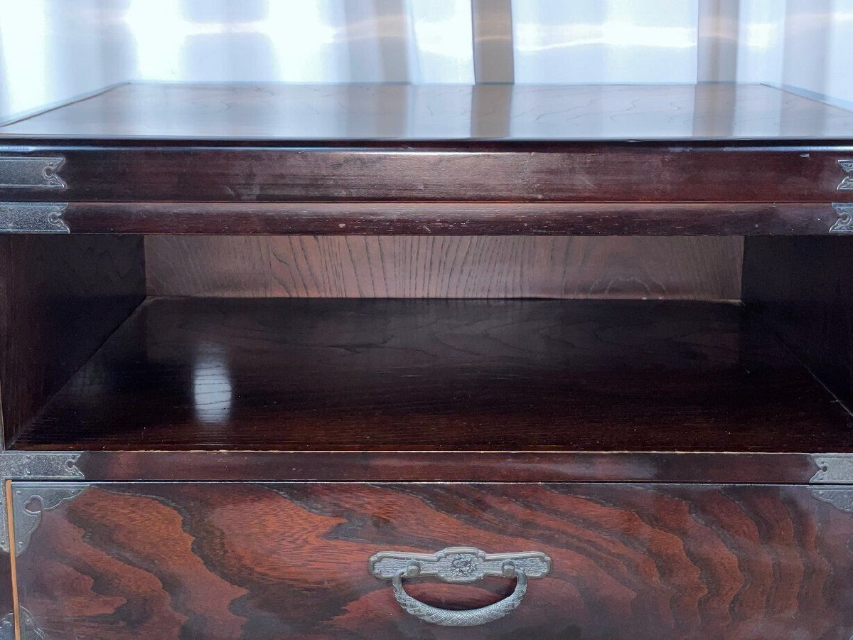 GQ32 民芸家具 時代箪笥調 サイド テーブル ナイト テレビ台/神奈川県