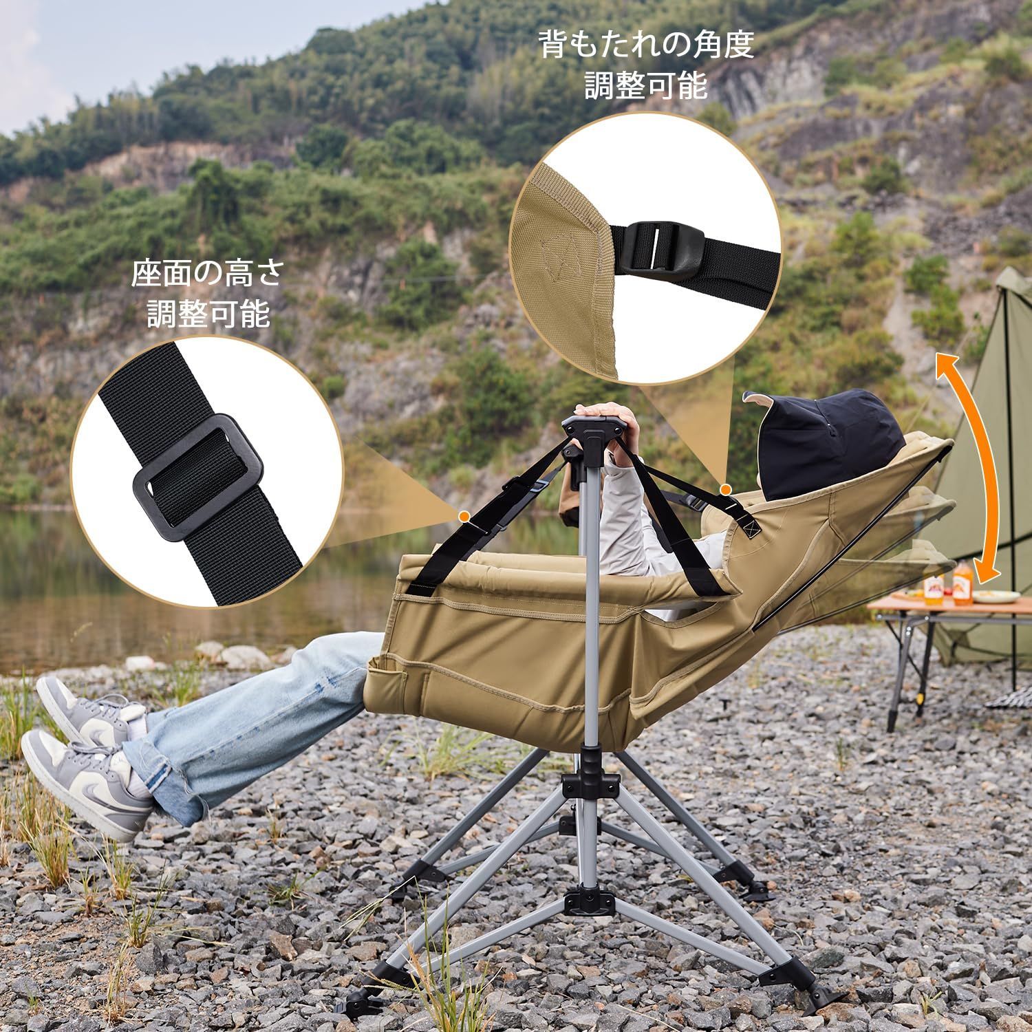 新品未使用品 TIMBER RIDGE アウトドアチェア 自立式 180kg 特価セール】TIMBER RIDGE ハンモックチェア アウトドア チェア