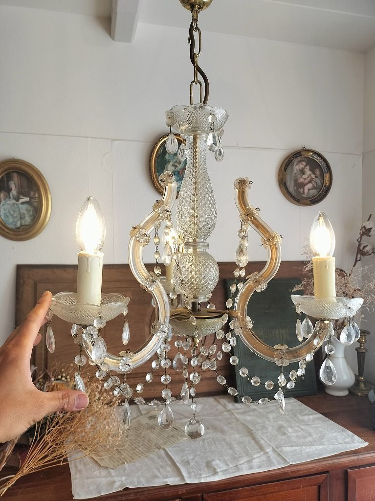 アンティークフレンチ 照明 薔薇ガーランド シャンデリア 天蓋