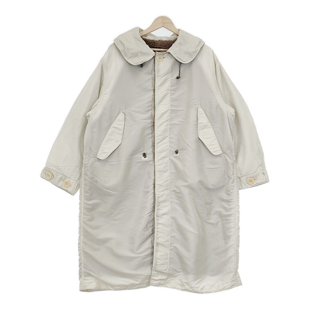 45R|45rpm ナイロン×ボアの908ダンボカラーコート 定価90200円 中綿 リバーシブル サイズ2 コート オフホワイト カーキ ブラウン レディース フォーティーファイブアールピーエム 5-1012A◆